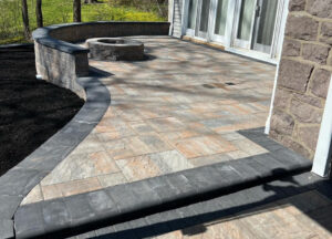 Paver Patio with Steps to Fire Patio