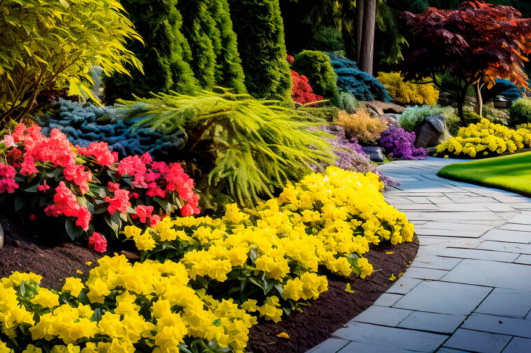 Garden Landscaping vibrant flowers and creating garden paths,